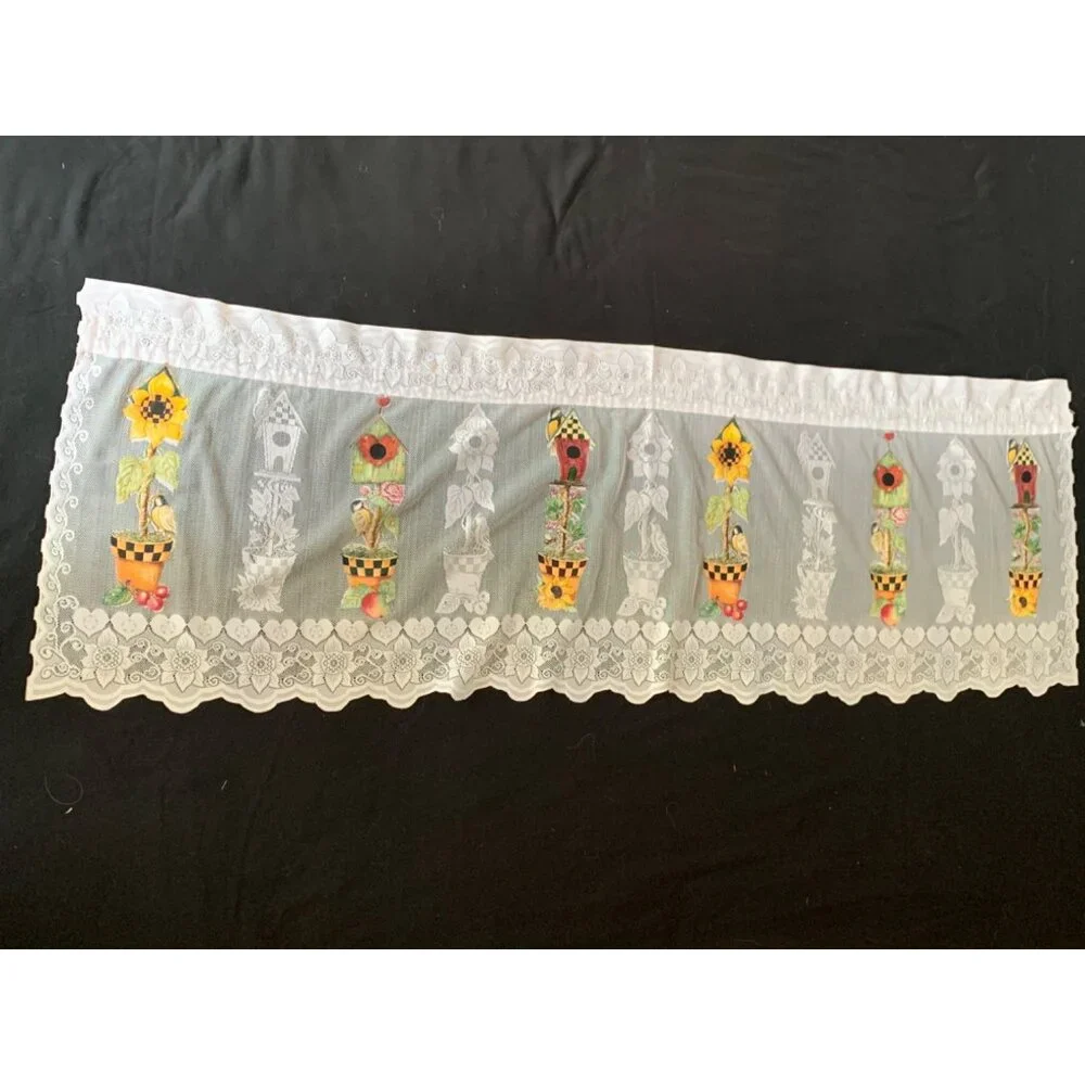 Springtime Valance 58x17 White Lace Curtain by National Curtain 100% Polyester